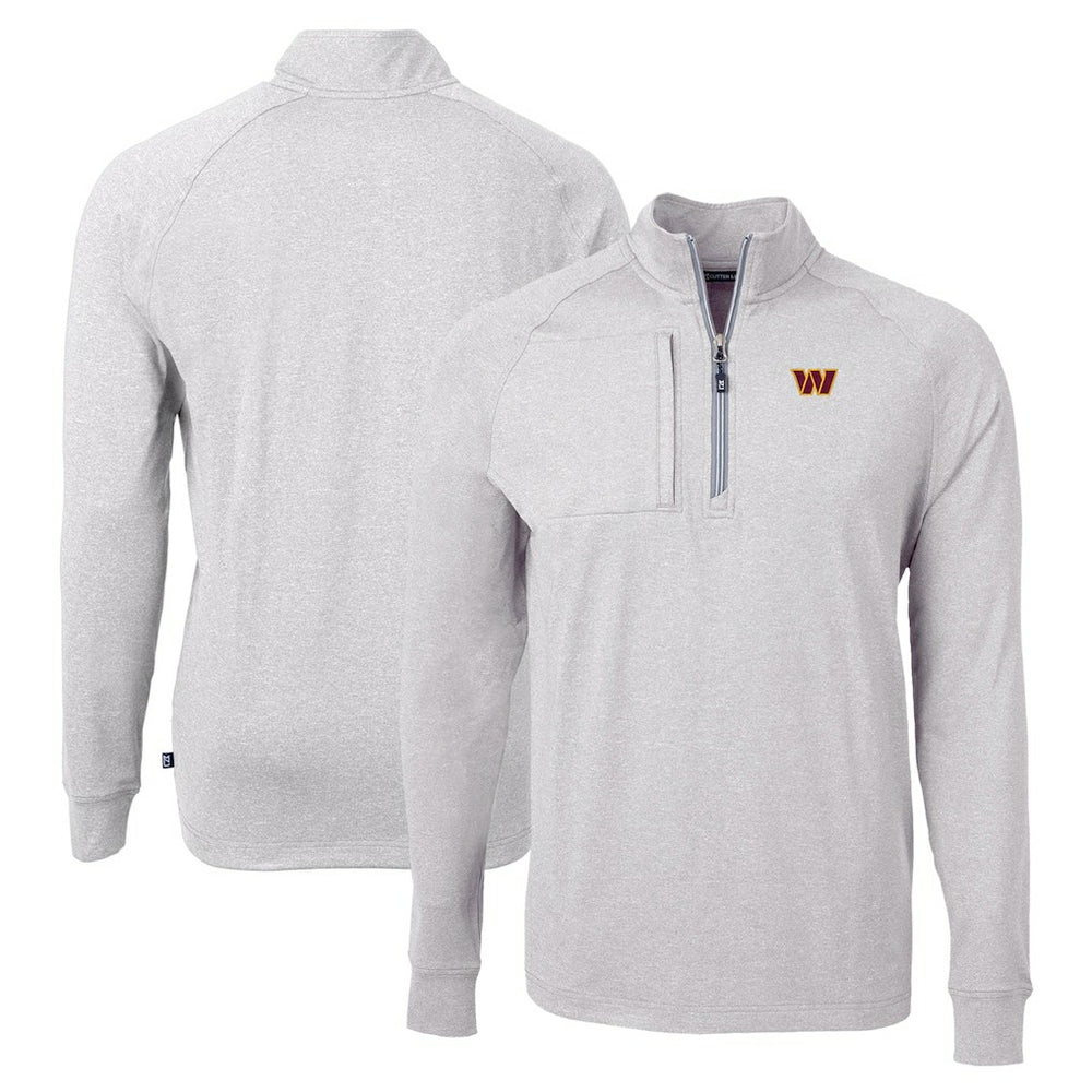 Washington Commanders Cutter & Buck Adapt Eco Knit Quarter-Zip Pullover Top Heather Gray | NFL