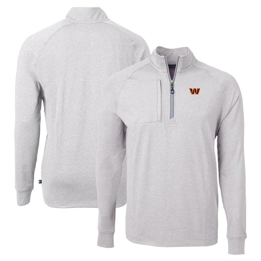 Washington Commanders Cutter & Buck Adapt Eco Knit Quarter-Zip Pullover Top Heather Gray | NFL
