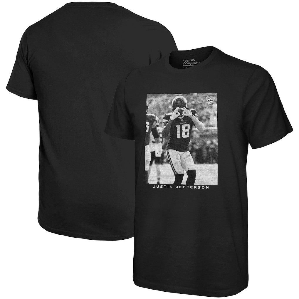 Justin Jefferson Minnesota Vikings Majestic Threads Oversized Player Image T-Shirt Black | NFL