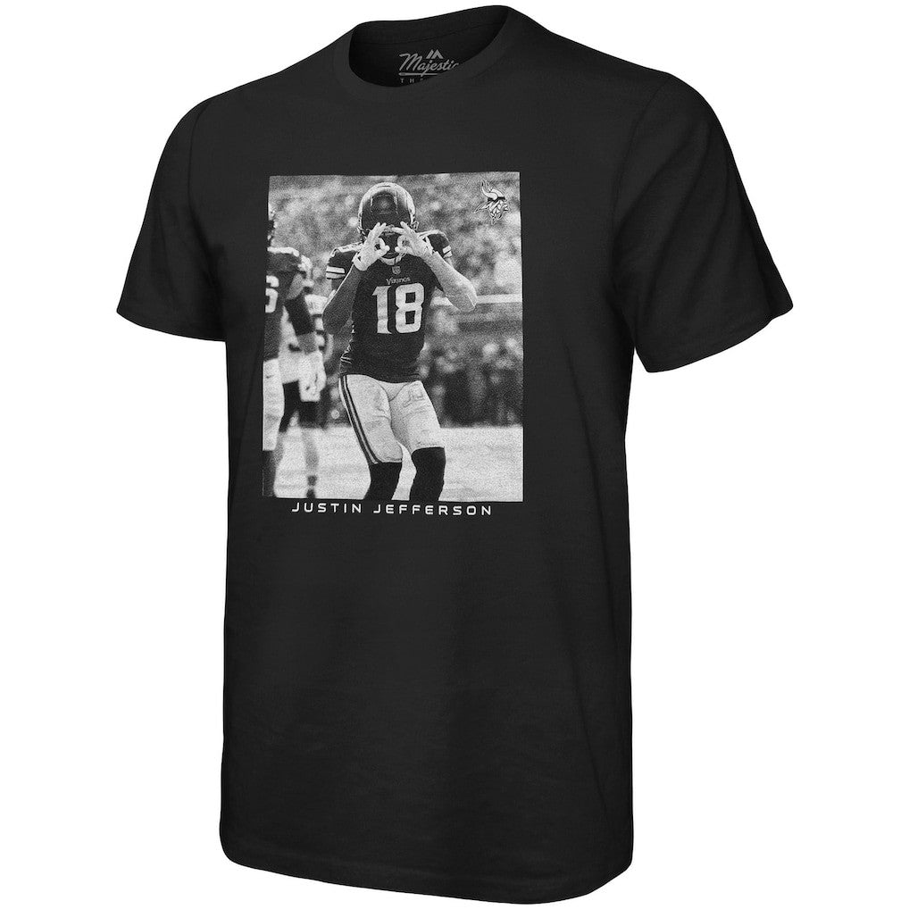 Justin Jefferson Minnesota Vikings Majestic Threads Oversized Player Image T-Shirt Black | NFL