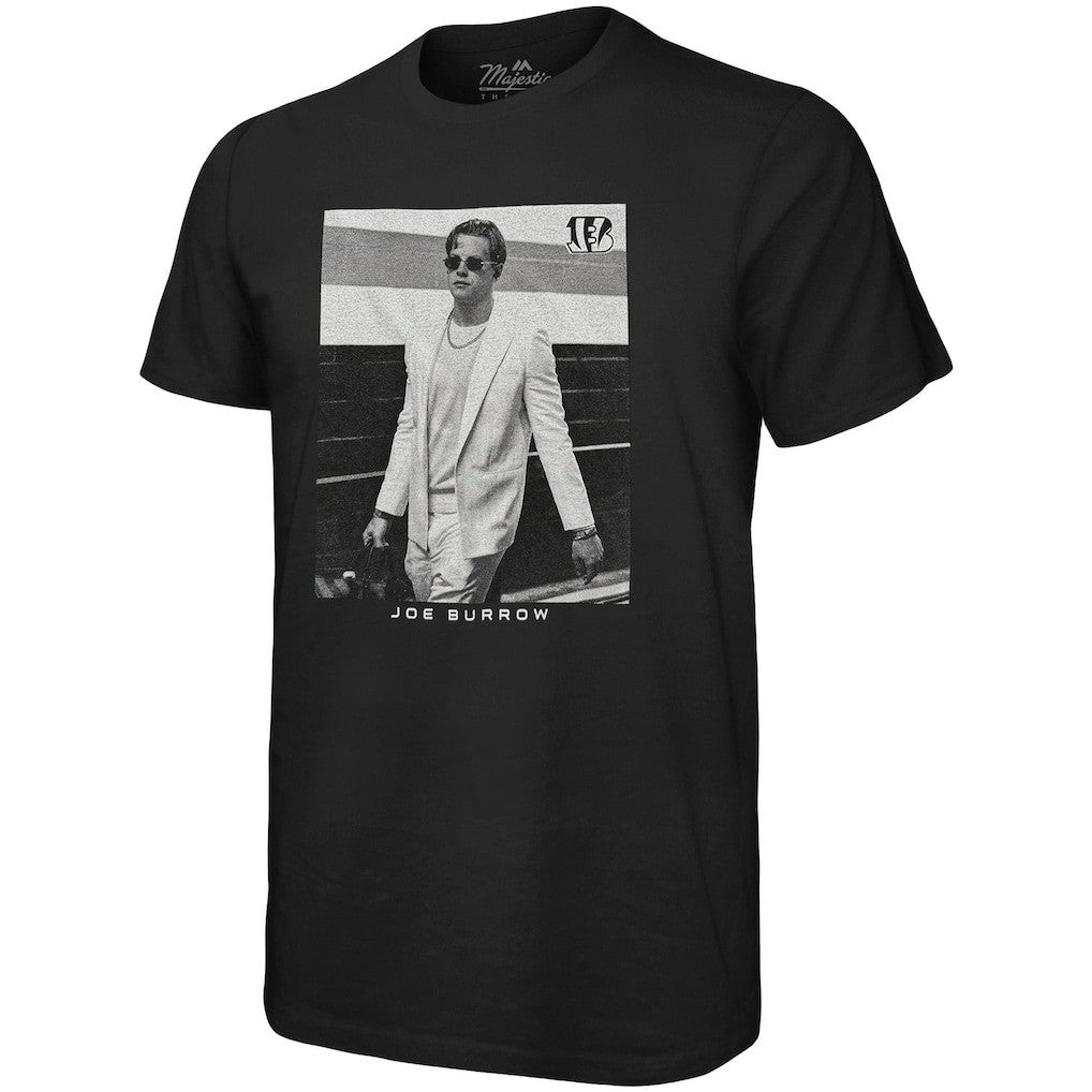 Joe Burrow Cincinnati Bengals Majestic Threads Oversized Player Image T-Shirt Black | NFL