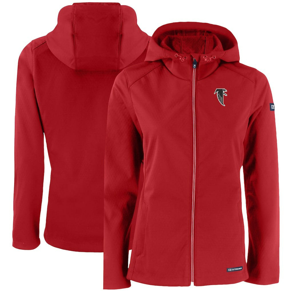 Atlanta Falcons Cutter & Buck Women's Evoke Eco Softshell Recycled Full-Zip Hooded Jacket Red | NFL