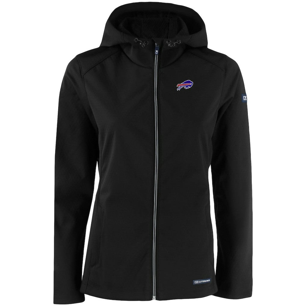 Buffalo Bills Cutter & Buck Women's Evoke Eco Softshell Recycled Full-Zip Hooded Jacket Black | NFL