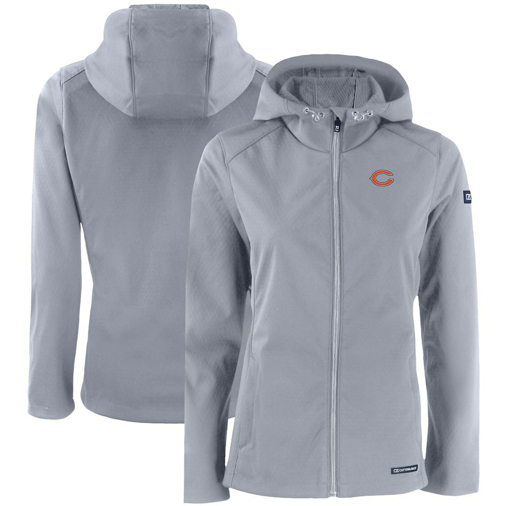 Chicago Bears Cutter & Buck Women's Evoke Eco Softshell Recycled Full-Zip Hooded Jacket Gray | NFL