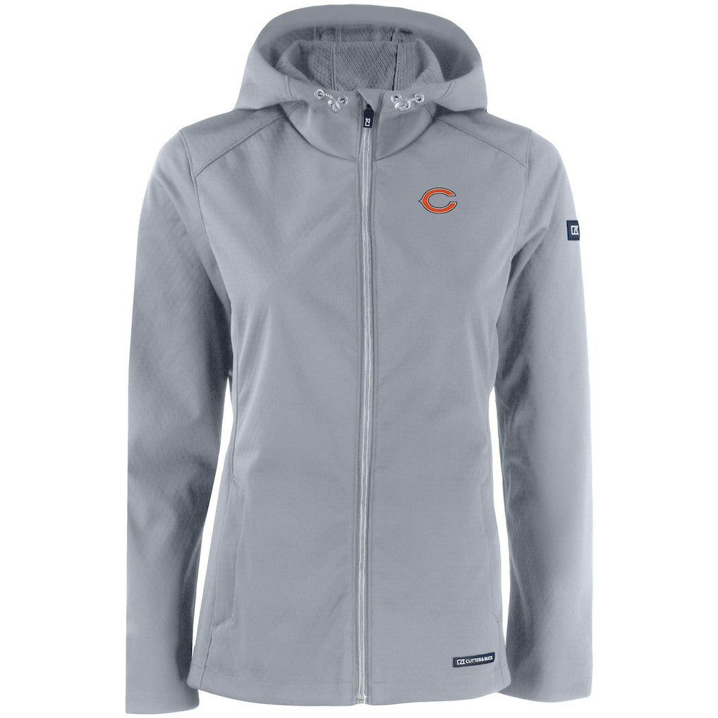 Chicago Bears Cutter & Buck Women's Evoke Eco Softshell Recycled Full-Zip Hooded Jacket Gray | NFL