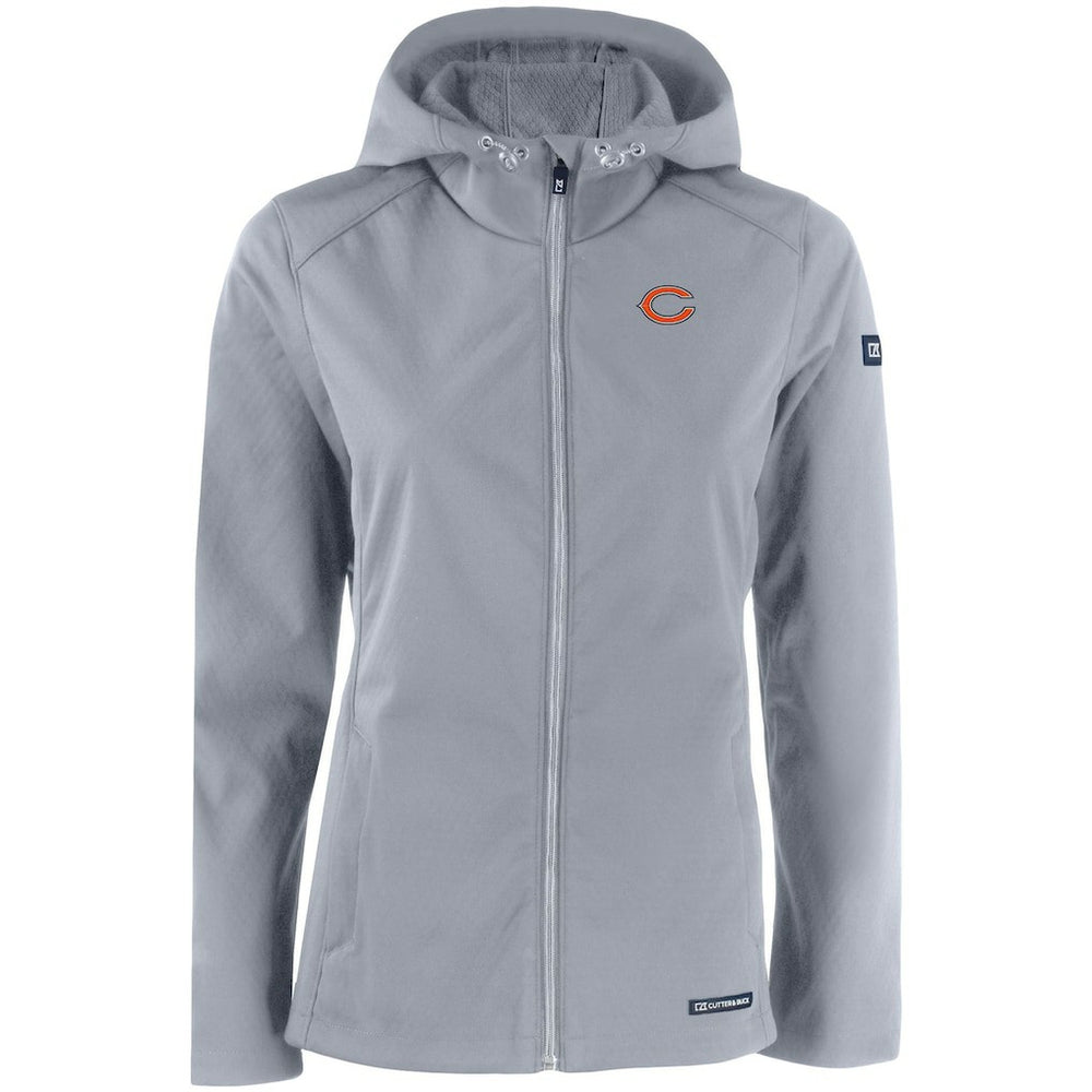 Chicago Bears Cutter & Buck Women's Evoke Eco Softshell Recycled Full-Zip Hooded Jacket Gray | NFL