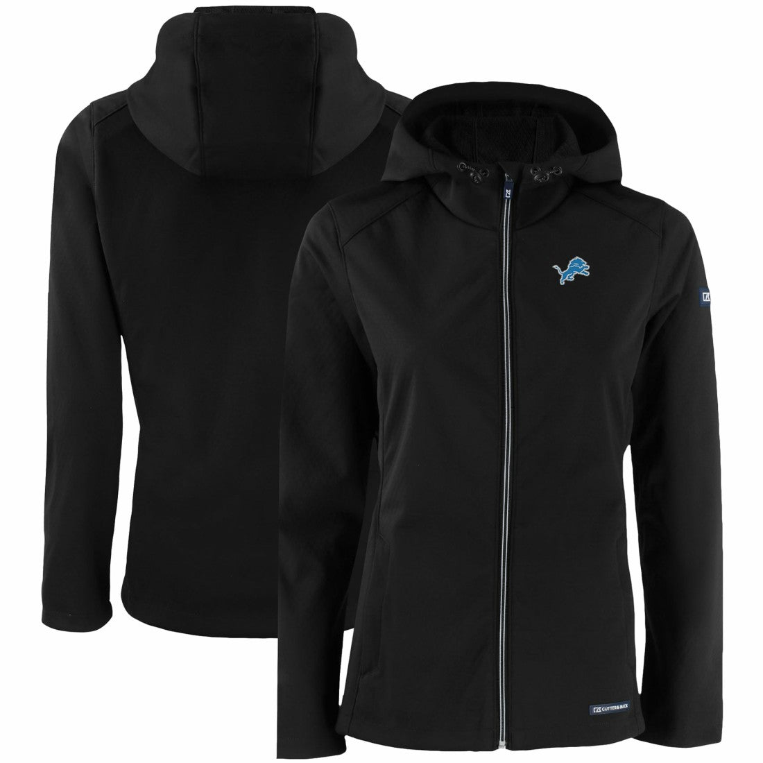 Detroit Lions Cutter & Buck Women's Evoke Eco Softshell Recycled Full-Zip Hooded Jacket Black | NFL
