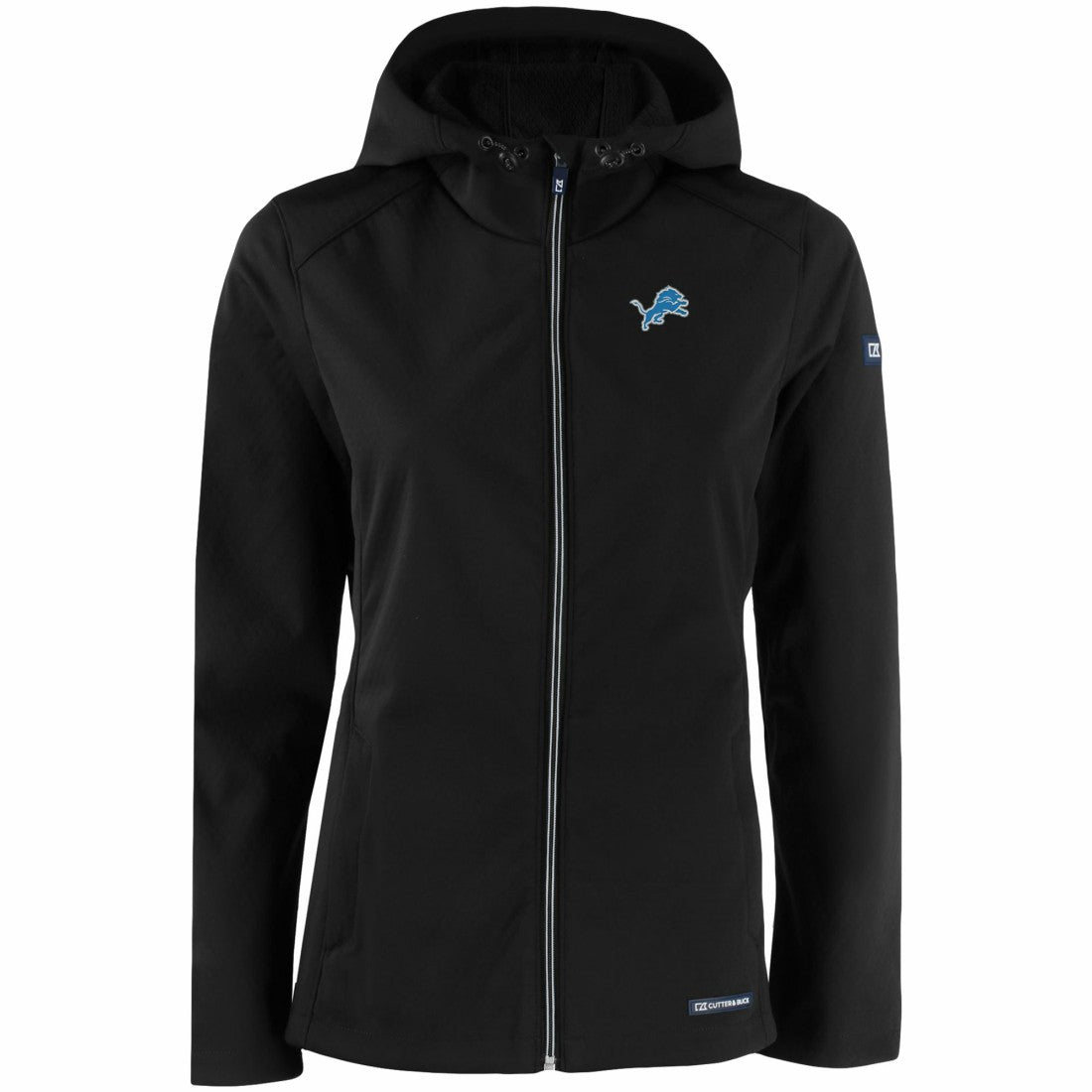 Detroit Lions Cutter & Buck Women's Evoke Eco Softshell Recycled Full-Zip Hooded Jacket Black | NFL