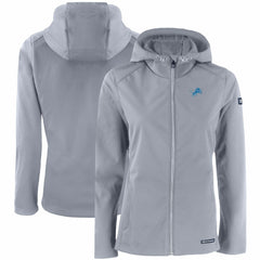 Detroit Lions Cutter & Buck Women's Evoke Eco Softshell Recycled Full-Zip Hooded Jacket Gray | NFL