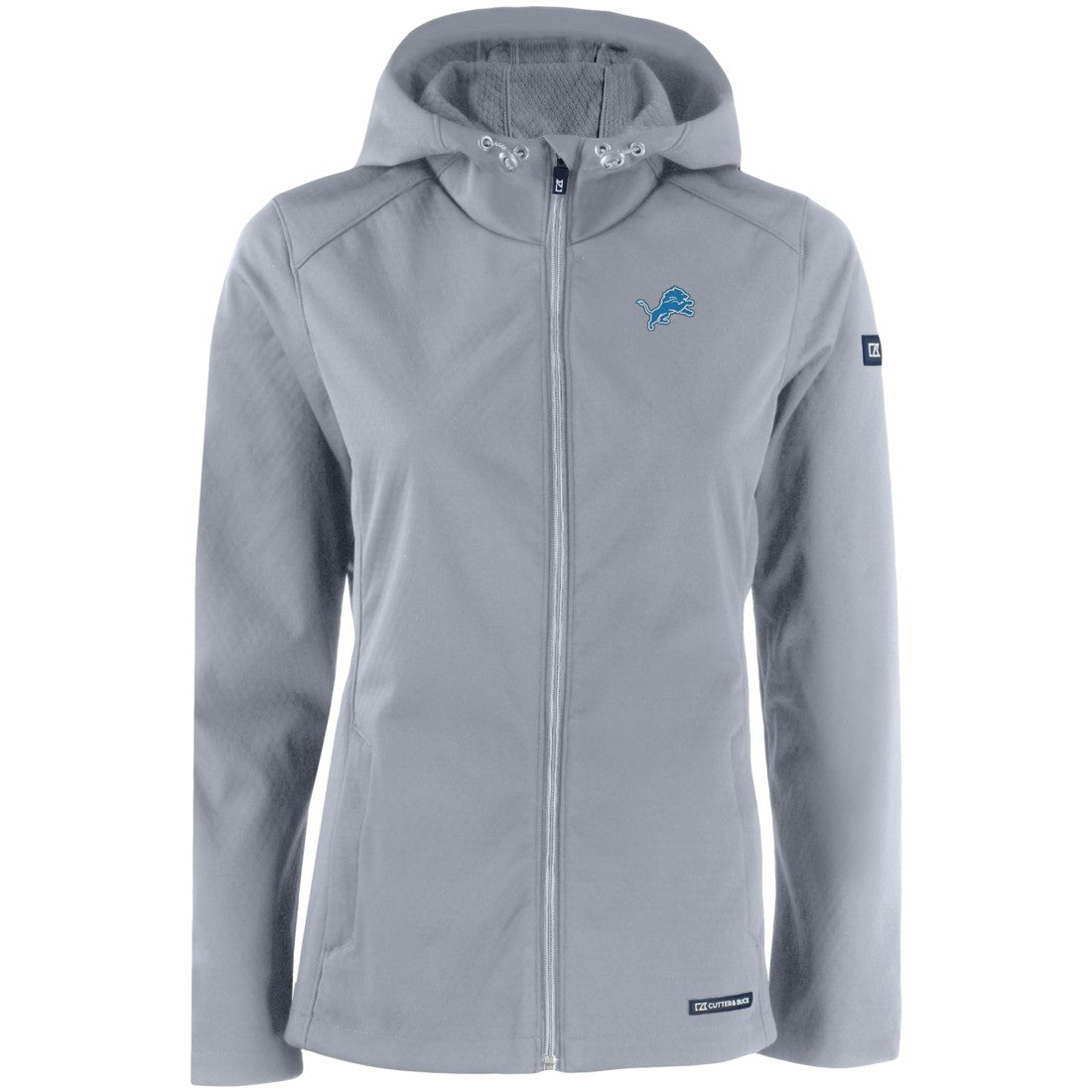 Detroit Lions Cutter & Buck Women's Evoke Eco Softshell Recycled Full-Zip Hooded Jacket Gray | NFL