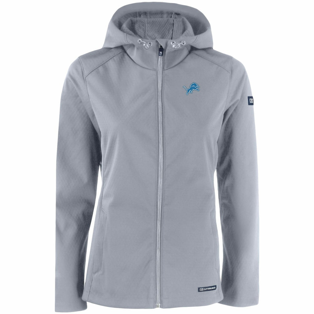Detroit Lions Cutter & Buck Women's Evoke Eco Softshell Recycled Full-Zip Hooded Jacket Gray | NFL