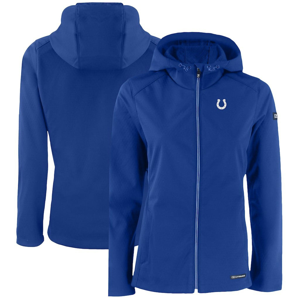 Indianapolis Colts Cutter & Buck Women's Evoke Eco Softshell Recycled Full-Zip Hooded Jacket Royal | NFL