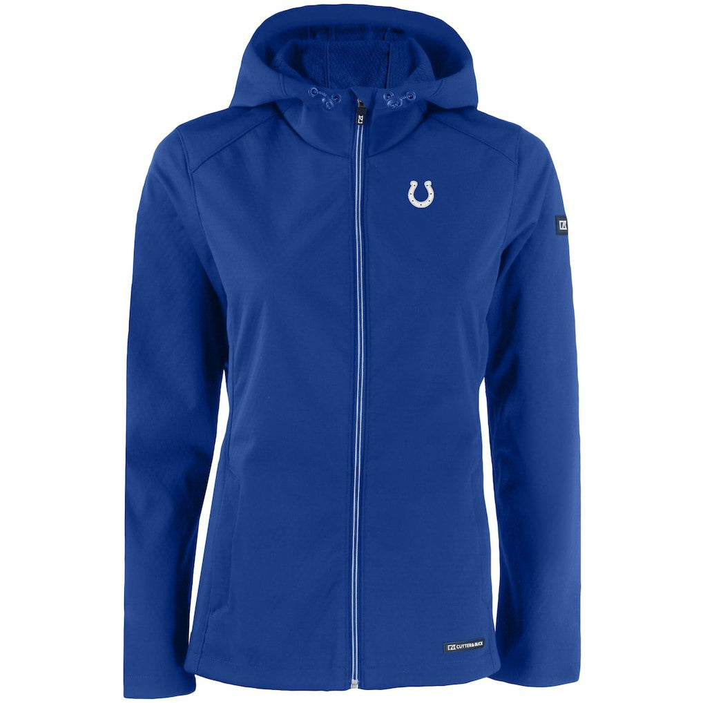 Indianapolis Colts Cutter & Buck Women's Evoke Eco Softshell Recycled Full-Zip Hooded Jacket Royal | NFL