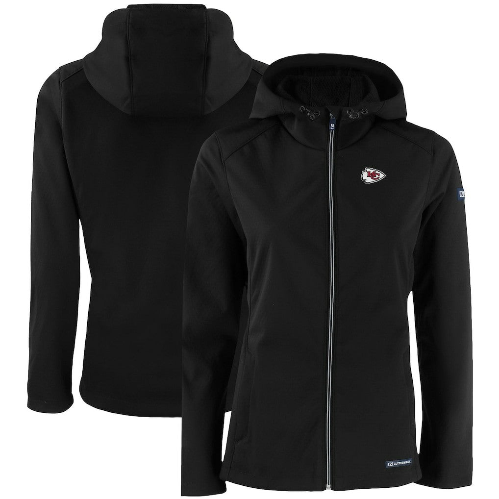 Kansas City Chiefs Cutter & Buck Women's Evoke Eco Softshell Recycled Full-Zip Hooded Jacket Black | NFL