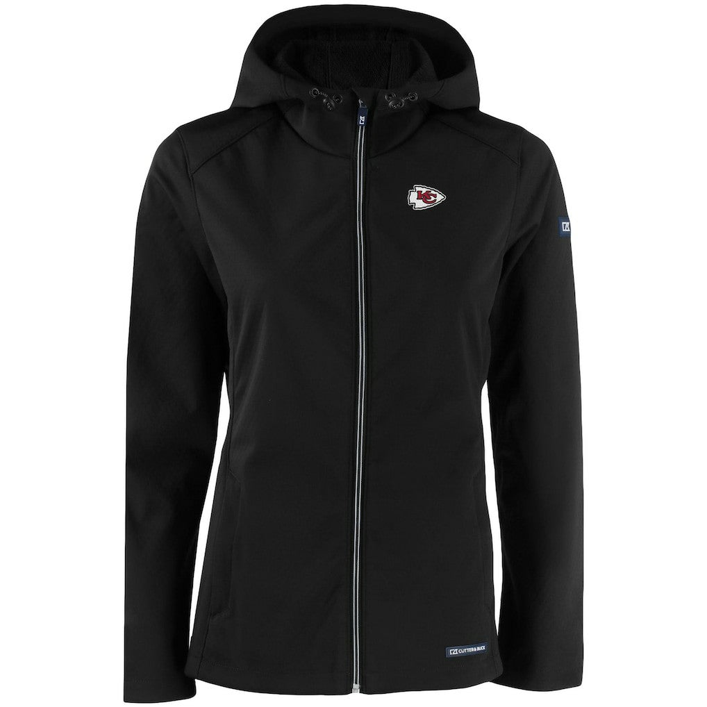 Kansas City Chiefs Cutter & Buck Women's Evoke Eco Softshell Recycled Full-Zip Hooded Jacket Black | NFL