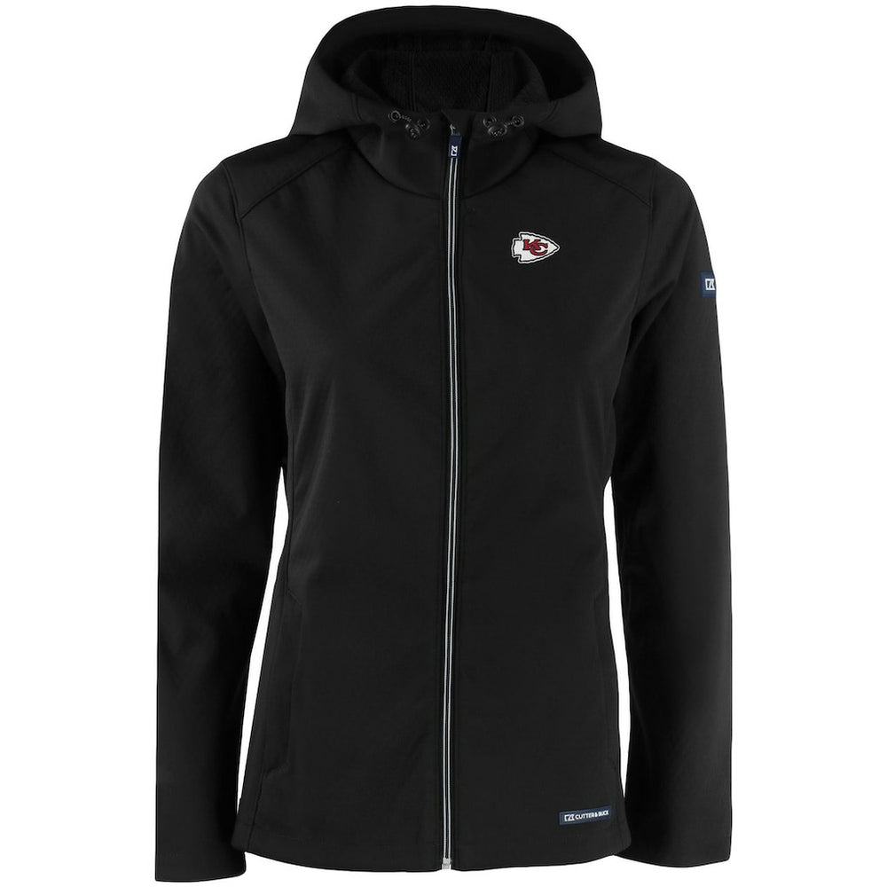 Kansas City Chiefs Cutter & Buck Women's Evoke Eco Softshell Recycled Full-Zip Hooded Jacket Black | NFL