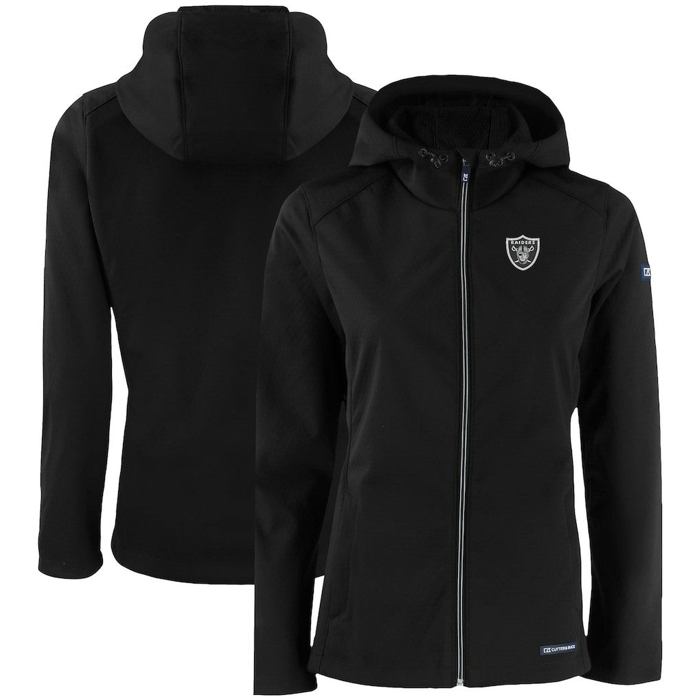 Las Vegas Raiders Cutter & Buck Women's Evoke Eco Softshell Recycled Full-Zip Hooded Jacket Black | NFL