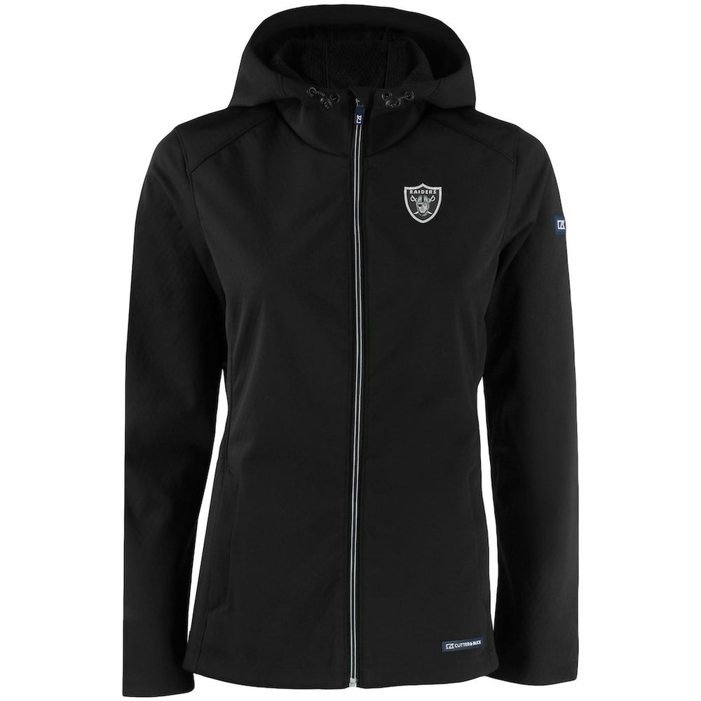 Las Vegas Raiders Cutter & Buck Women's Evoke Eco Softshell Recycled Full-Zip Hooded Jacket Black | NFL
