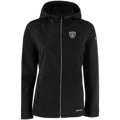 Las Vegas Raiders Cutter & Buck Women's Evoke Eco Softshell Recycled Full-Zip Hooded Jacket Black | NFL