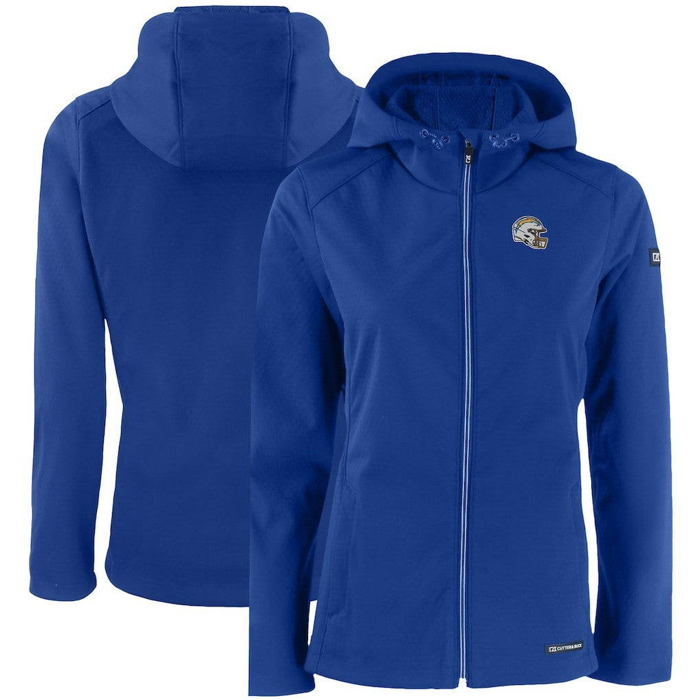 Los Angeles Chargers Cutter & Buck Women's Evoke Eco Softshell Recycled Full-Zip Hooded Jacket Blue | NFL