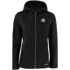 Miami Dolphins Cutter & Buck Women's Evoke Eco Softshell Recycled Full-Zip Hooded Jacket Black | NFL