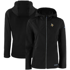 Minnesota Vikings Cutter & Buck Women's Evoke Eco Softshell Recycled Full-Zip Hooded Jacket Black | NFL