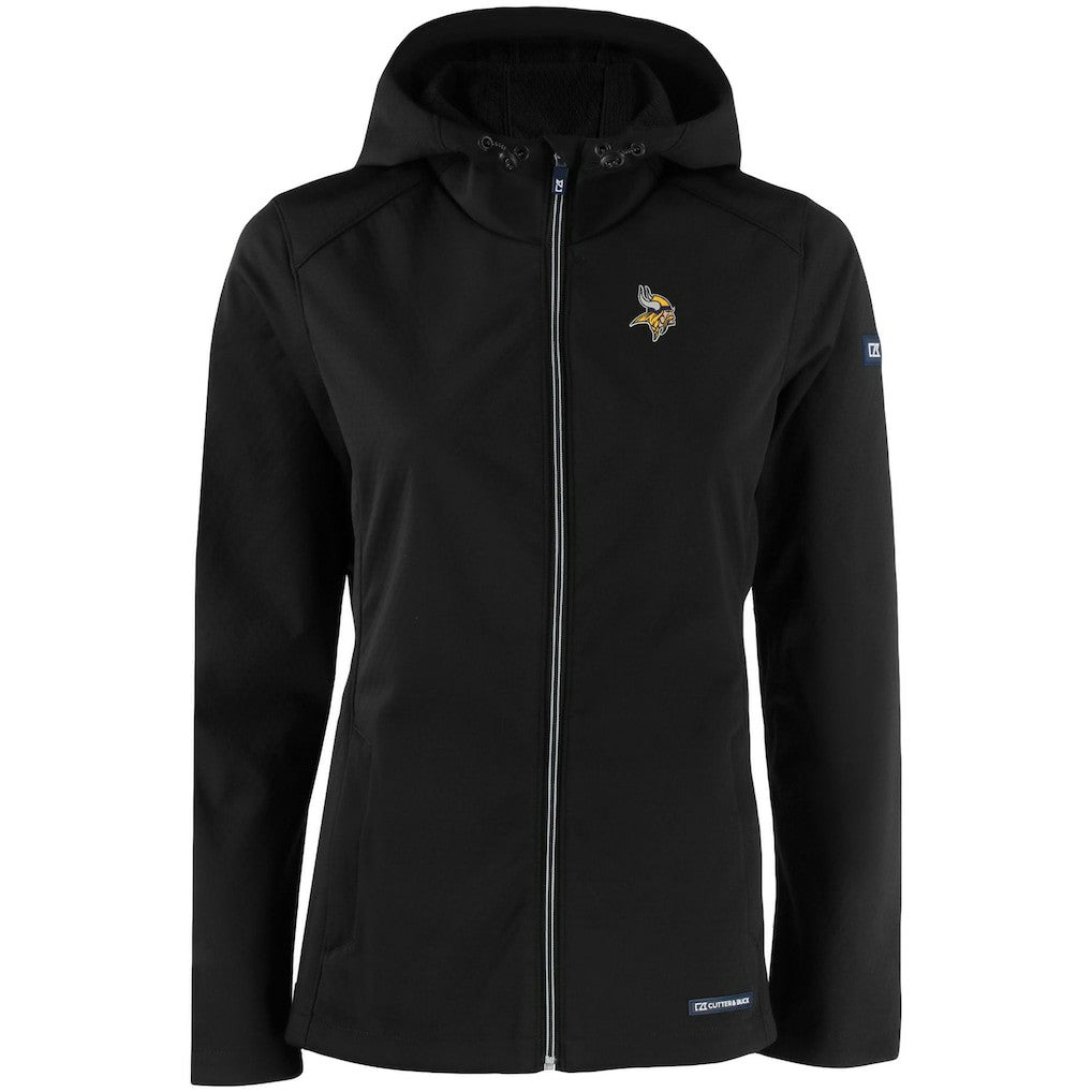Minnesota Vikings Cutter & Buck Women's Evoke Eco Softshell Recycled Full-Zip Hooded Jacket Black | NFL