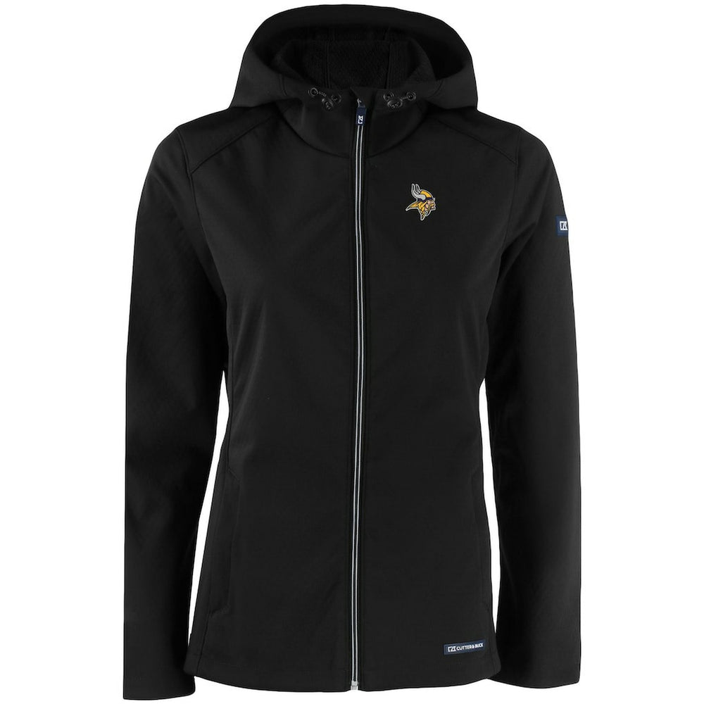 Minnesota Vikings Cutter & Buck Women's Evoke Eco Softshell Recycled Full-Zip Hooded Jacket Black | NFL