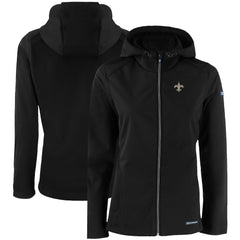 New Orleans Saints Cutter & Buck Women's Evoke Eco Softshell Recycled Full-Zip Hooded Jacket Black | NFL