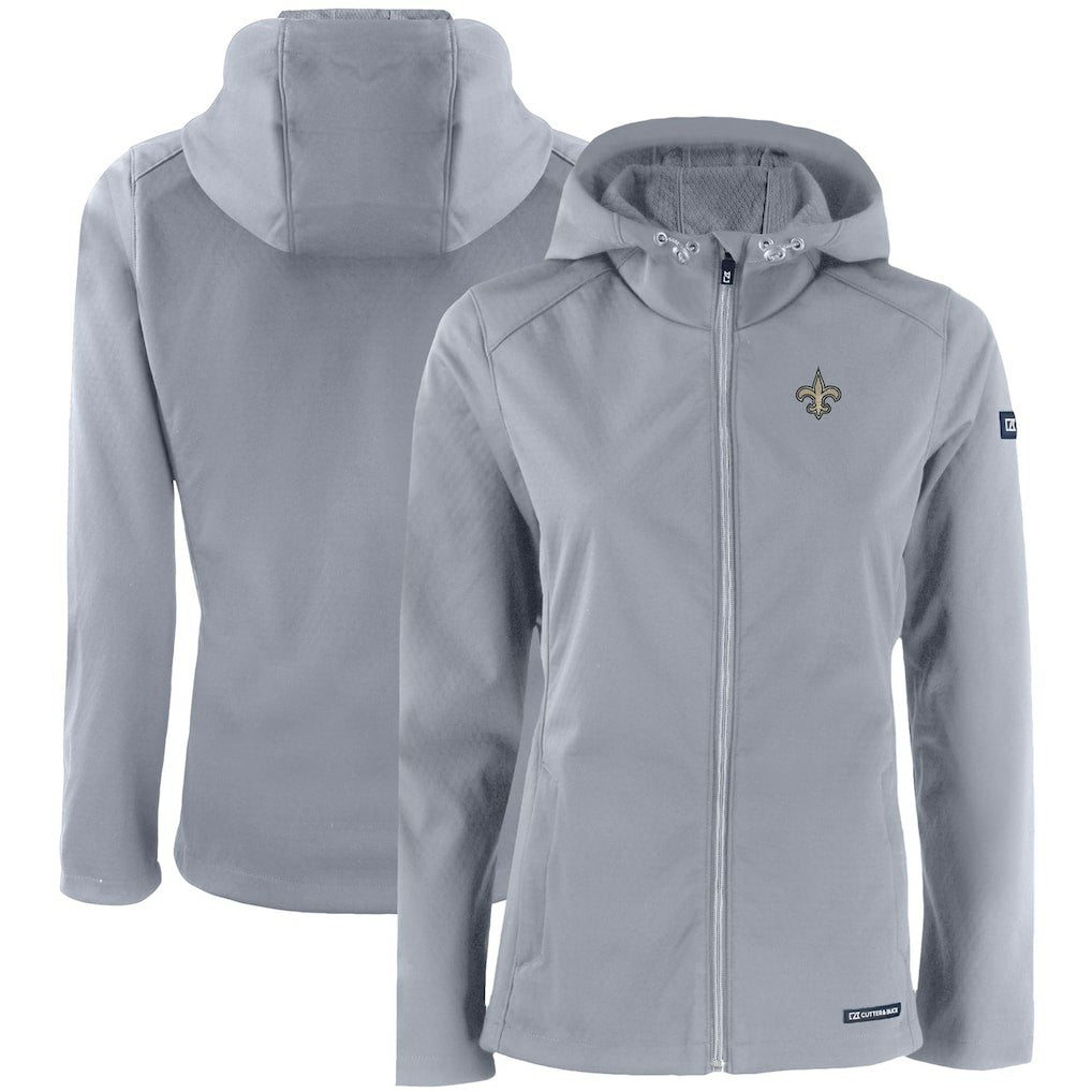 New Orleans Saints Cutter & Buck Women's Evoke Eco Softshell Recycled Full-Zip Hooded Jacket Gray | NFL