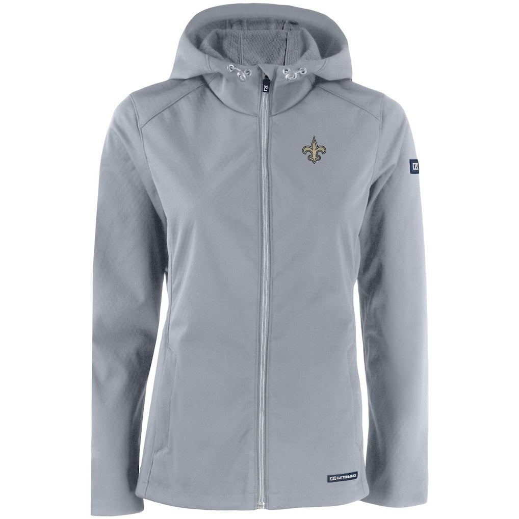 New Orleans Saints Cutter & Buck Women's Evoke Eco Softshell Recycled Full-Zip Hooded Jacket Gray | NFL