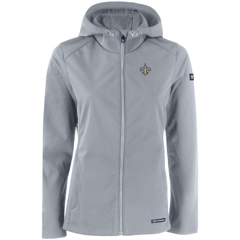 New Orleans Saints Cutter & Buck Women's Evoke Eco Softshell Recycled Full-Zip Hooded Jacket Gray | NFL