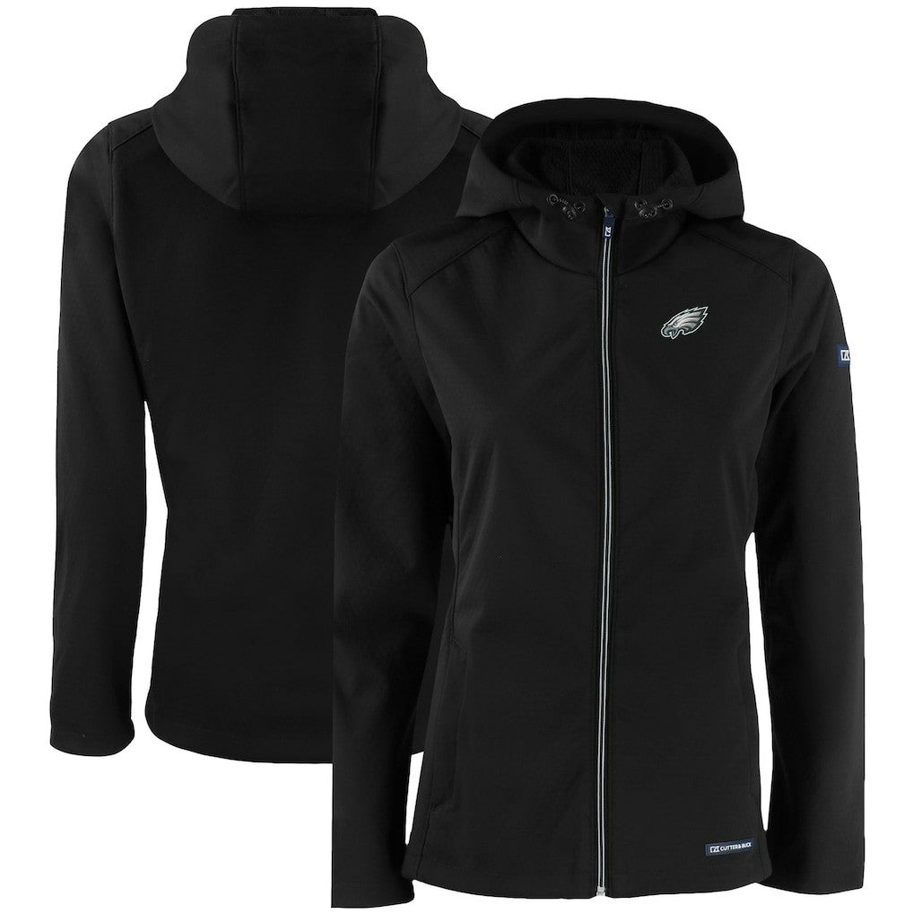 Philadelphia Eagles Cutter & Buck Women's Evoke Eco Softshell Recycled Full-Zip Hooded Jacket Black | NFL