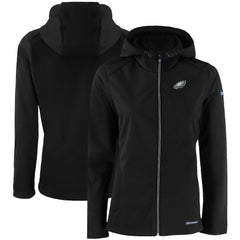 Philadelphia Eagles Cutter & Buck Women's Evoke Eco Softshell Recycled Full-Zip Hooded Jacket Black | NFL