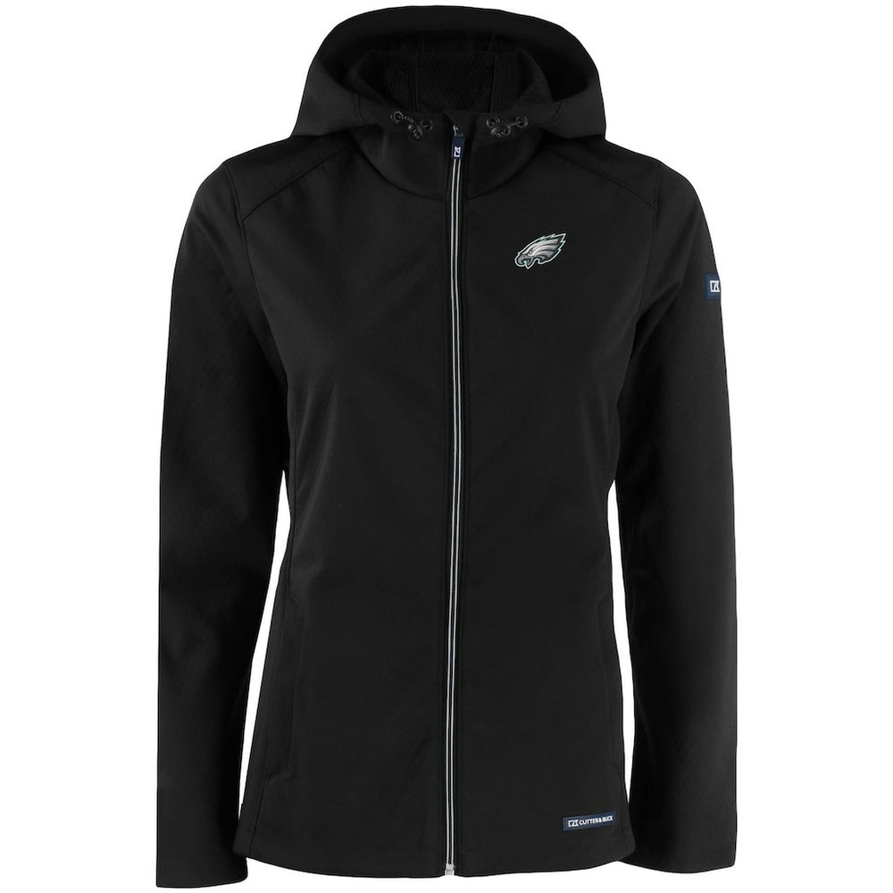 Philadelphia Eagles Cutter & Buck Women's Evoke Eco Softshell Recycled Full-Zip Hooded Jacket Black | NFL