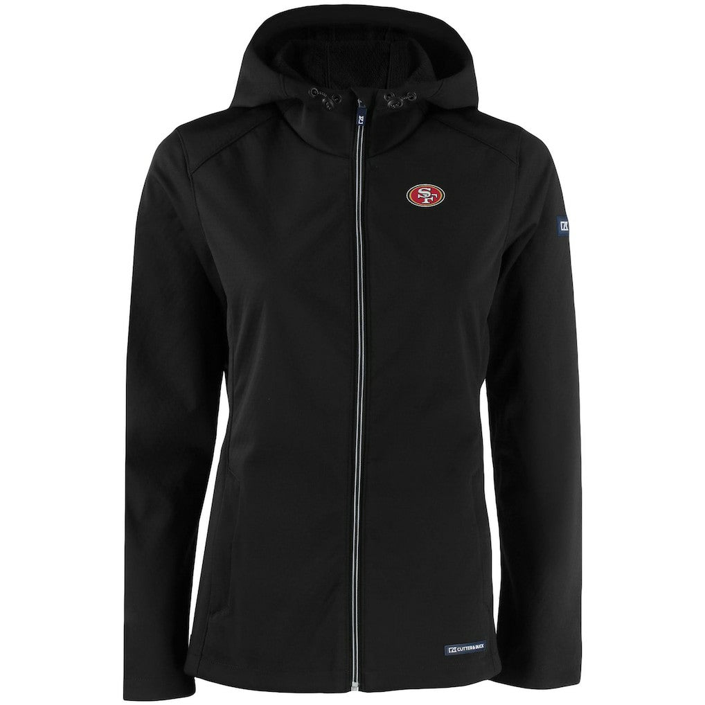 San Francisco 49ers Cutter & Buck Women's Evoke Eco Softshell Recycled Full-Zip Hooded Jacket Black | NFL