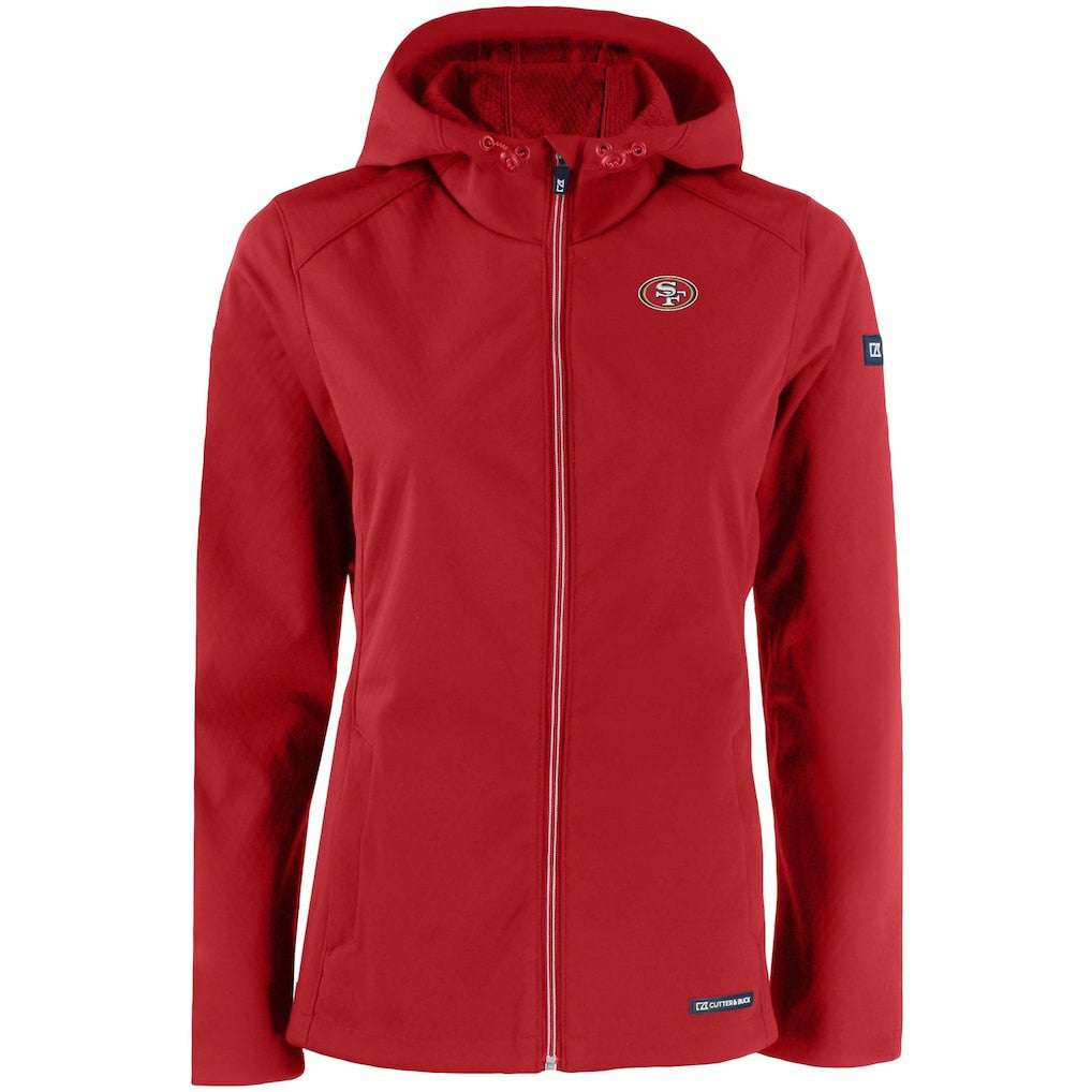 San Francisco 49ers Cutter & Buck Women's Evoke Eco Softshell Recycled Full-Zip Hooded Jacket Scarlet | NFL
