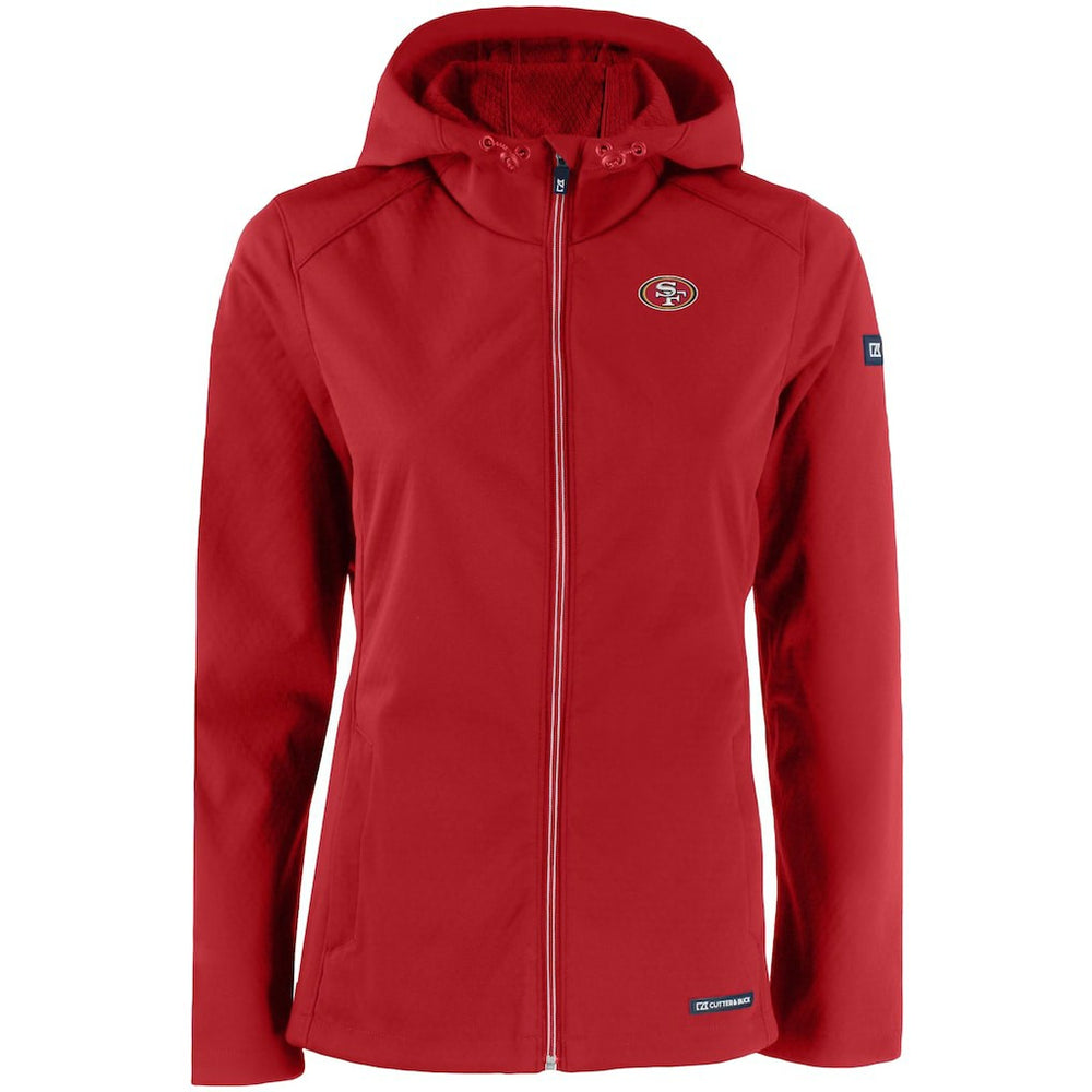 San Francisco 49ers Cutter & Buck Women's Evoke Eco Softshell Recycled Full-Zip Hooded Jacket Scarlet | NFL