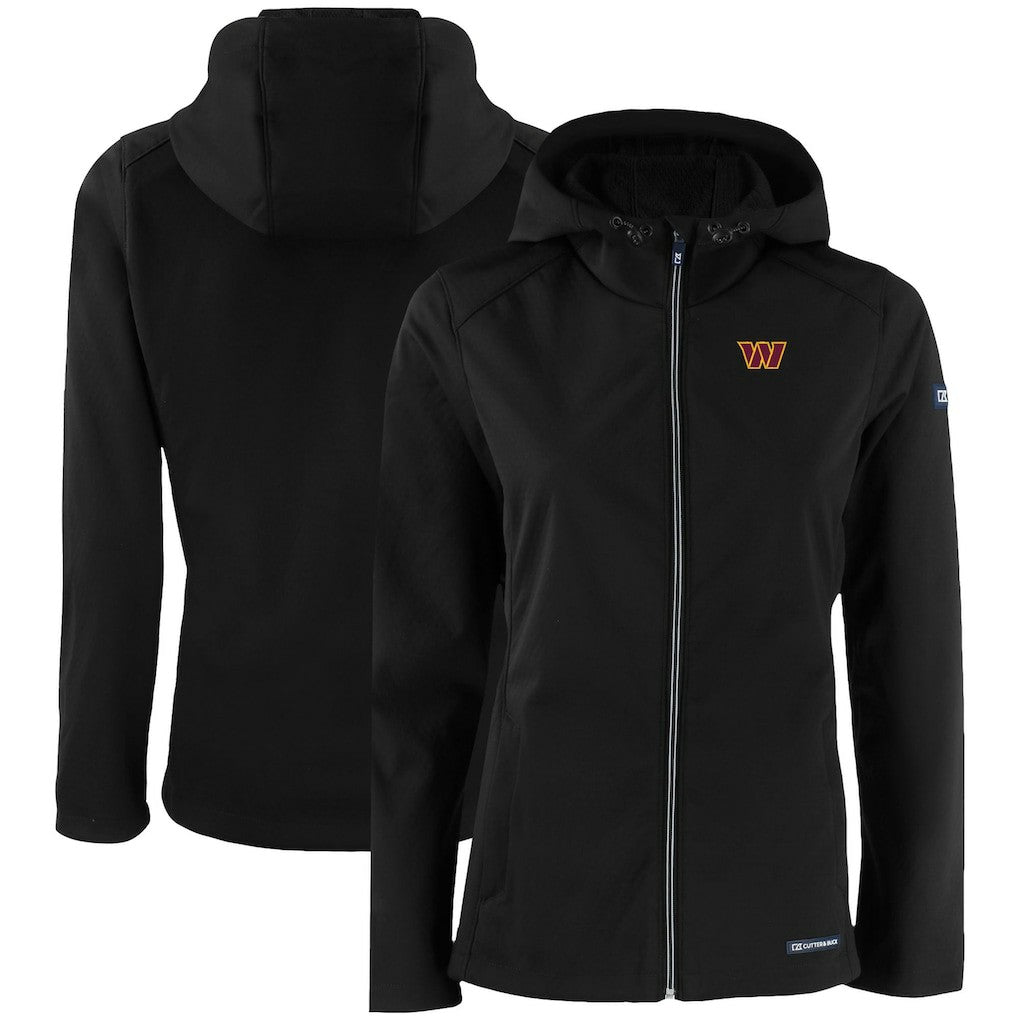 Washington Commanders Cutter & Buck Women's Evoke Eco Softshell Recycled Full-Zip Hooded Jacket Black | NFL