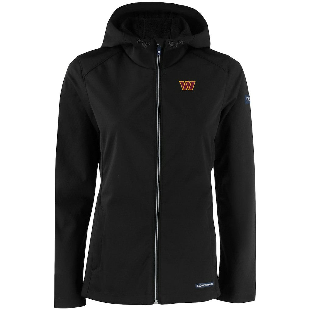 Washington Commanders Cutter & Buck Women's Evoke Eco Softshell Recycled Full-Zip Hooded Jacket Black | NFL