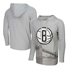 Brooklyn Nets Stadium Essentials Atrium Raglan Long Sleeve Hoodie T-Shirt Heather Gray - NBA