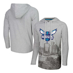 Charlotte Hornets Stadium Essentials Atrium Raglan Long Sleeve Hoodie T-Shirt Heather Gray - NBA