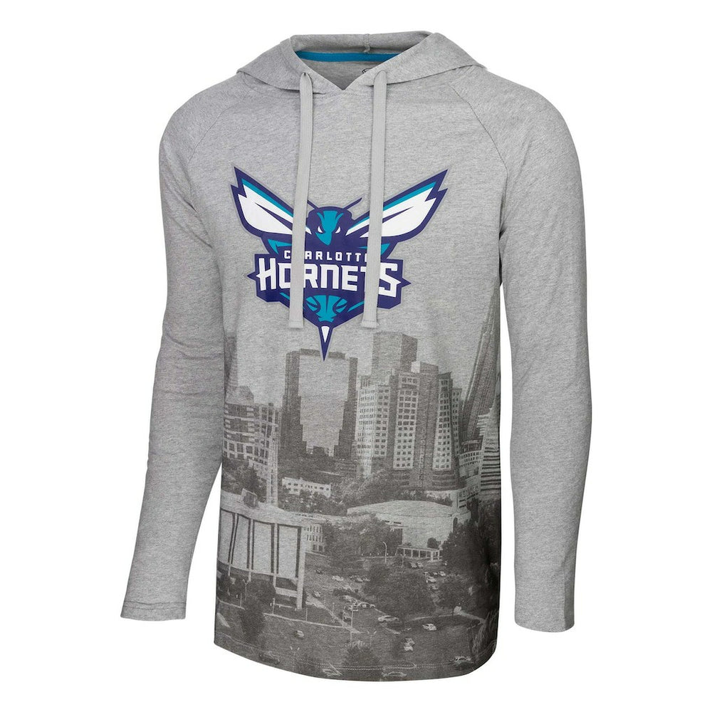 Charlotte Hornets Stadium Essentials Atrium Raglan Long Sleeve Hoodie T-Shirt Heather Gray - NBA