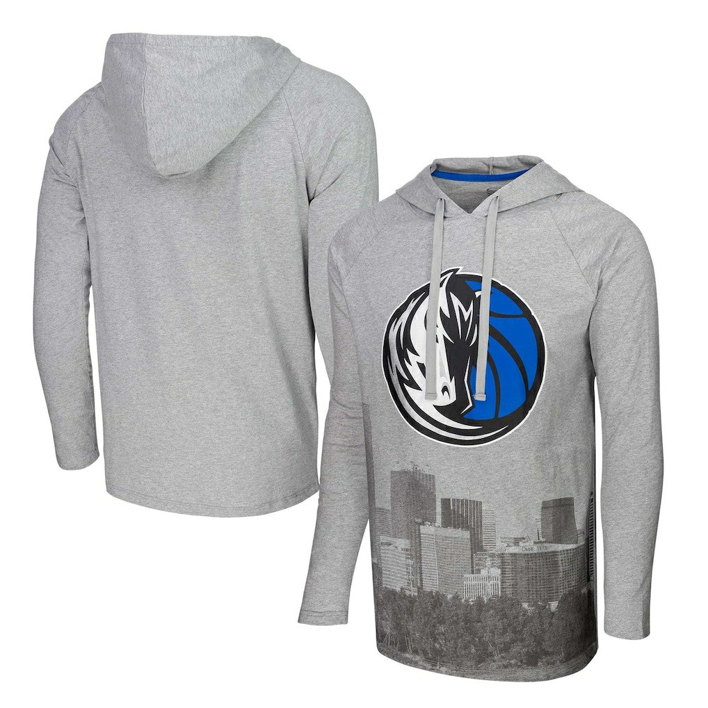 Dallas Mavericks Stadium Essentials Atrium Raglan Long Sleeve Hoodie T-Shirt Heather Gray - NBA