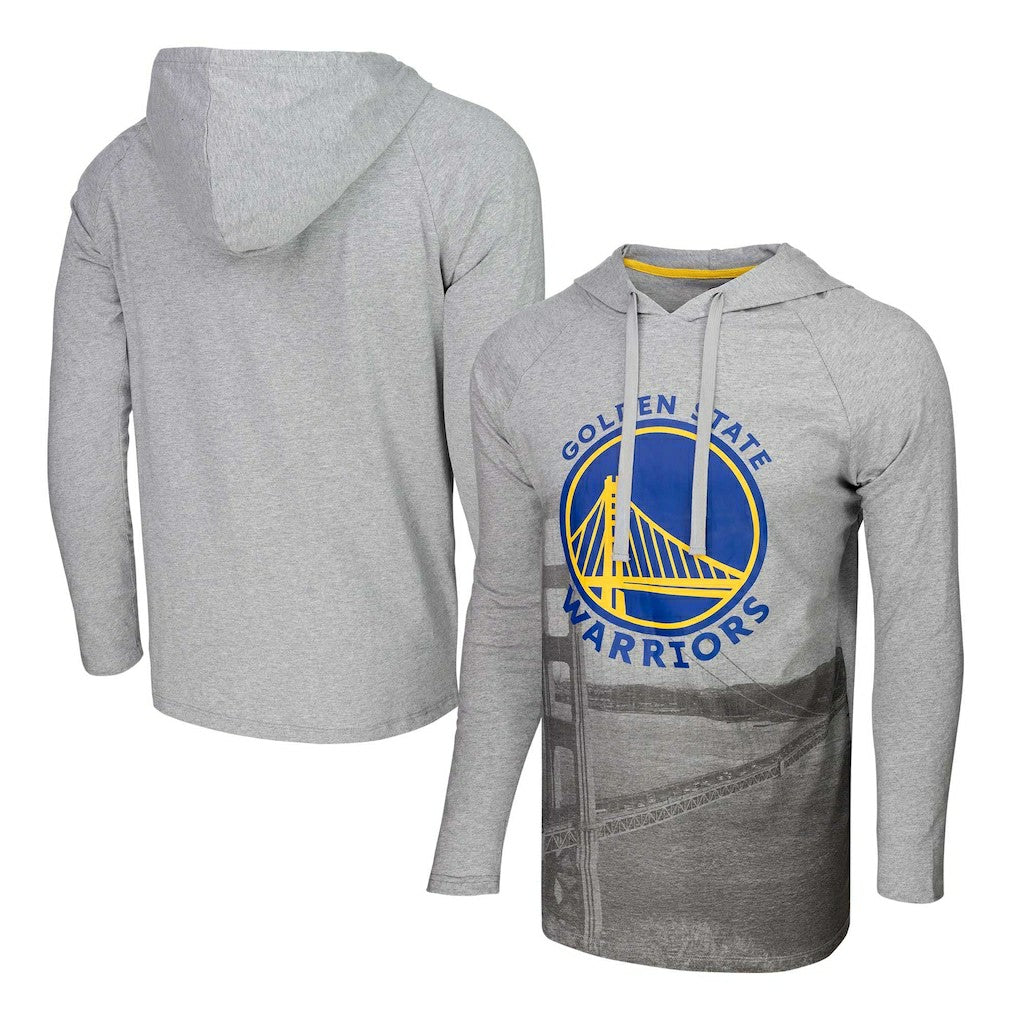 Golden State Warriors Stadium Essentials Atrium Raglan Long Sleeve Hoodie T-Shirt Heather Gray - NBA