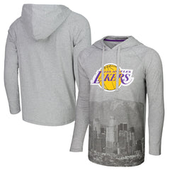 Los Angeles Lakers Stadium Essentials Atrium Raglan Long Sleeve Hoodie T-Shirt Heather Gray - NBA