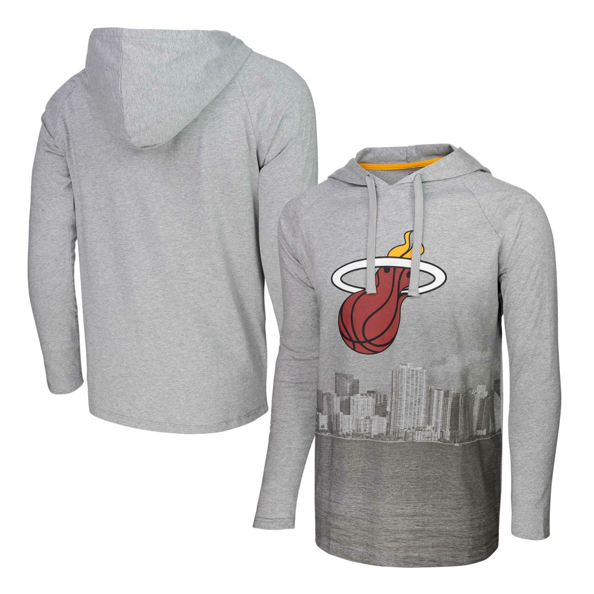 Miami Heat Stadium Essentials Atrium Raglan Long Sleeve Hoodie T-Shirt Heather Gray - NBA