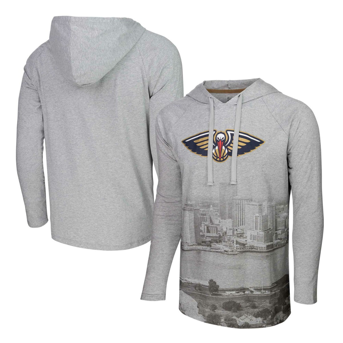 New Orleans Pelicans Stadium Essentials Atrium Raglan Long Sleeve Hoodie T-Shirt Heather Gray - NBA