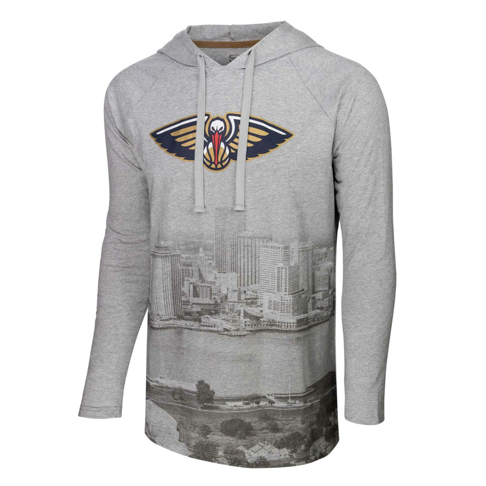 New Orleans Pelicans Stadium Essentials Atrium Raglan Long Sleeve Hoodie T-Shirt Heather Gray - NBA