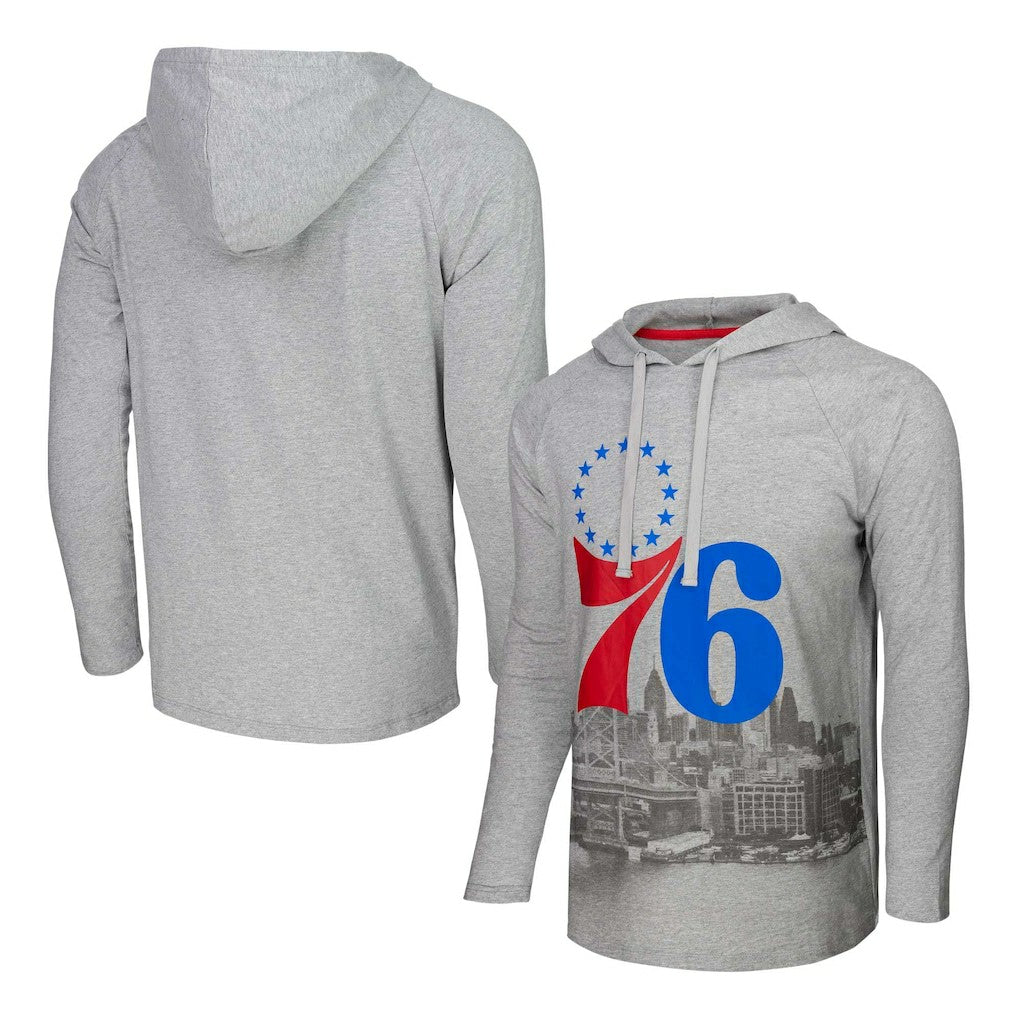 Philadelphia 76ers Stadium Essentials Atrium Raglan Long Sleeve Hoodie T-Shirt Heather Gray - NBA